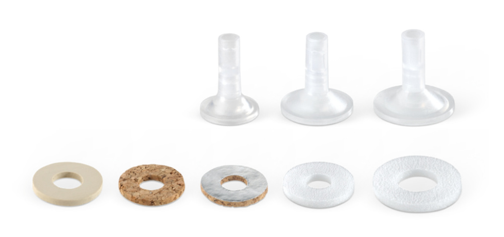 Sealing cone and sealing inserts for brush and spatula assemblies