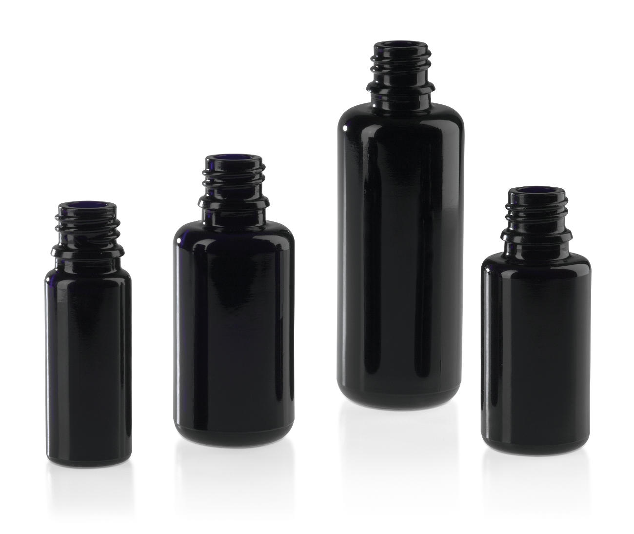 Blow-moulded bottles for pharmaceuticals, black