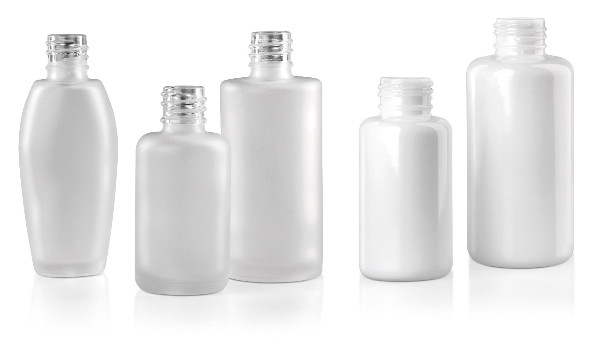 Blow-moulded bottles for cosmetics: frosted and opal