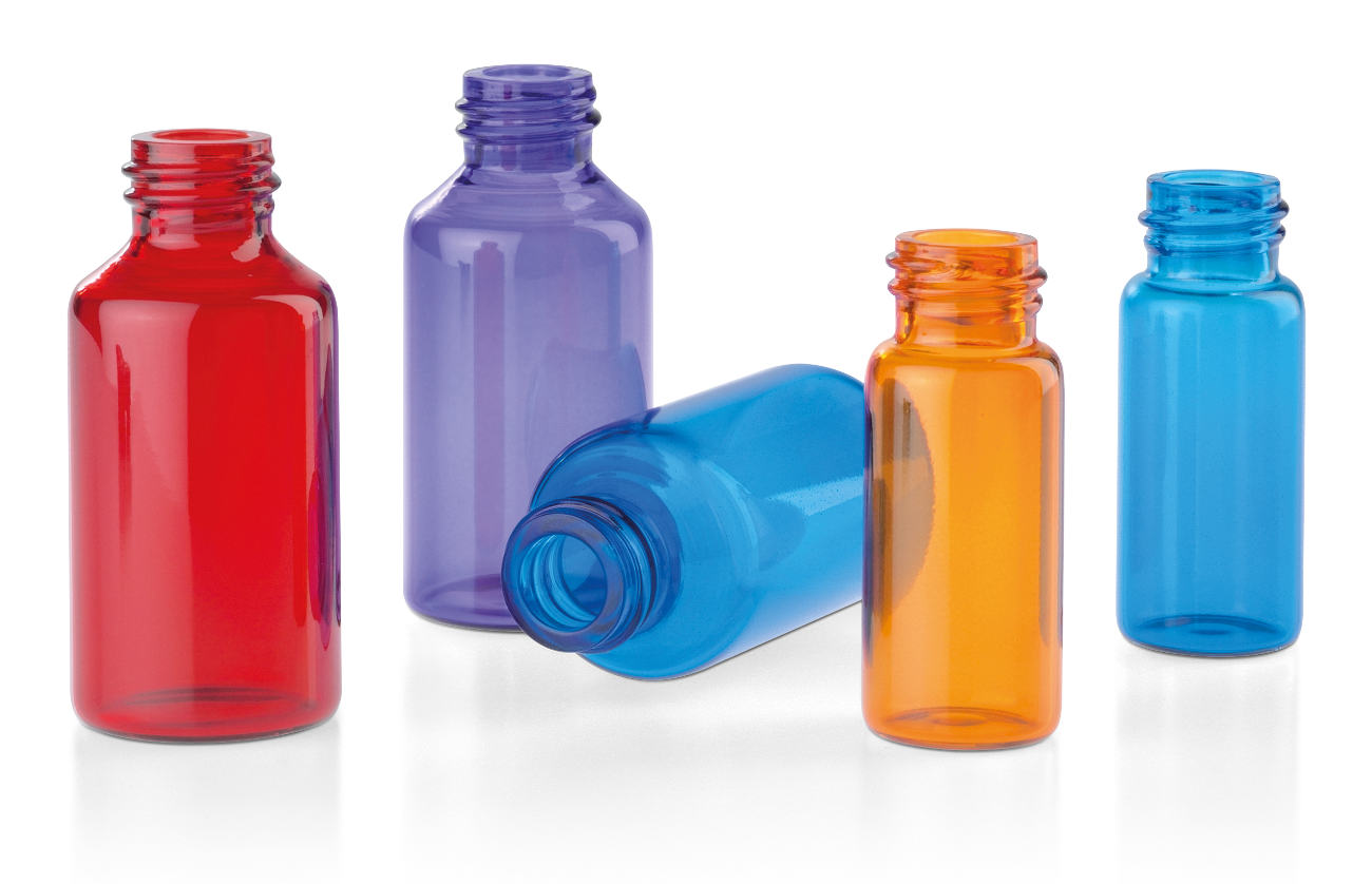 Glass tube bottles for cosmetics, coloured